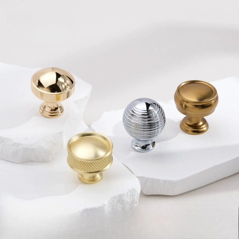 Gold and Silver Modern Minimalist Single-Hole Pull Handles for Wardrobes, Cabinets, Drawers, and Nightstands  drawer handles