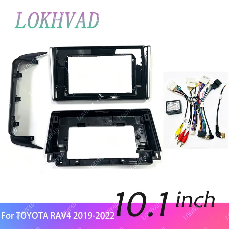 10inch For TOYOTA RAV4 2019-2022 LHD/RHD Car Radio Frame Fascia Panel Dashboard Mounting Bracket Adapter Decoder UV Black
