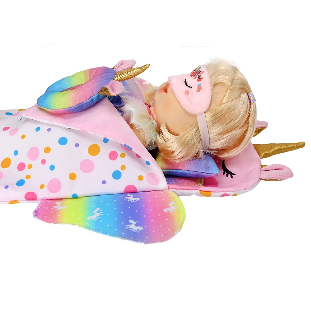 Sleeping Bags Fit 12-18 Inch Baby New Born Dolls Accessories Doll Clothes 43cm Dolls Pillows Eye Masks U-shaped Pillows