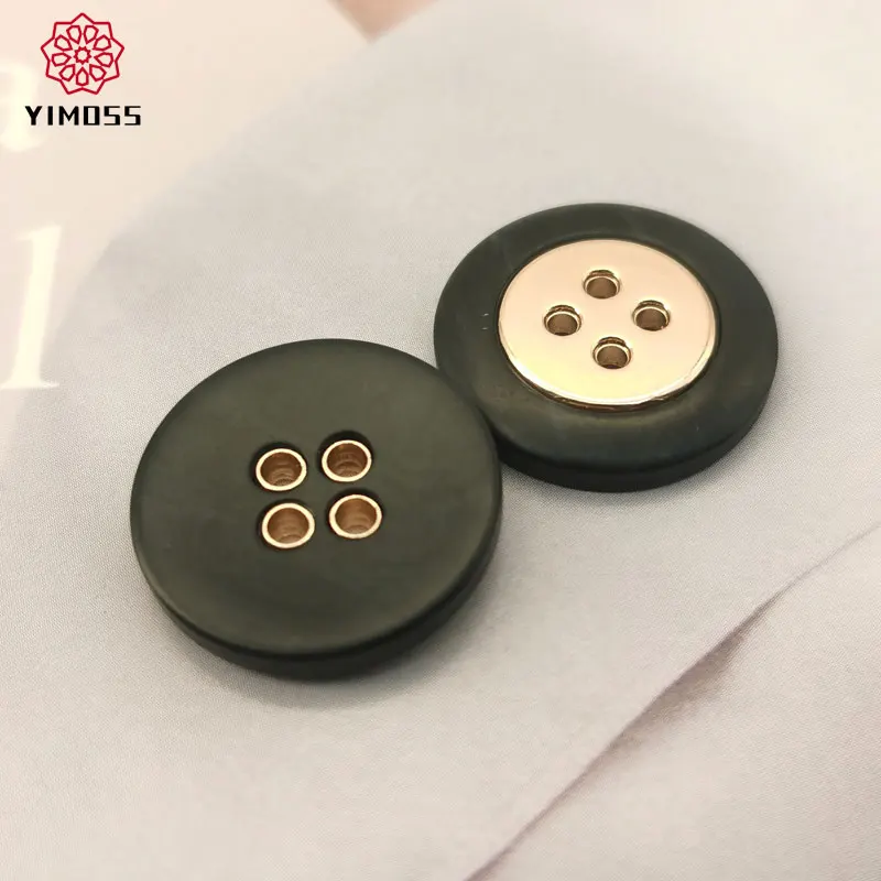 4-Holes Round Resin Metal Sewing Buttons Men and Women Coats Suit Cardigans High-Grade DIY Sewing Accessories 6pcs 18/23mm