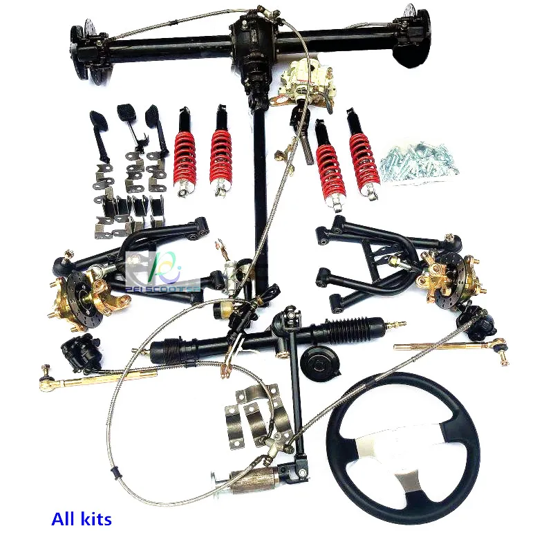 Kart refitting, rimontaggio moto a quattro ruote, telaio, sospensione, albero differenziale, asse posteriore, sterzo, ruote phub-4rf1