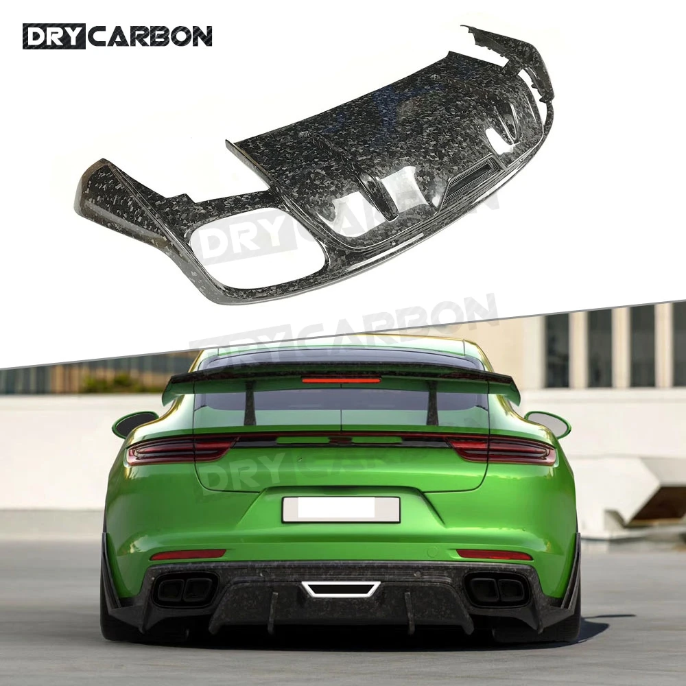 

Dry Carbon Fiber Rear Diffuser Bumper Lip Guard Spoiler For Porsche Panamera 971 2017 2018 2019 Car Body Kits Accessory Styling