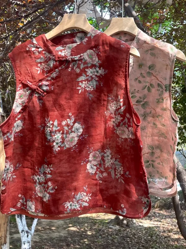 

Brand Women's Chinese Sle Cotton Linen Svel Vest Summer Tea Ceremony Wear National Sle Zen Spirit Loose Fit irt
