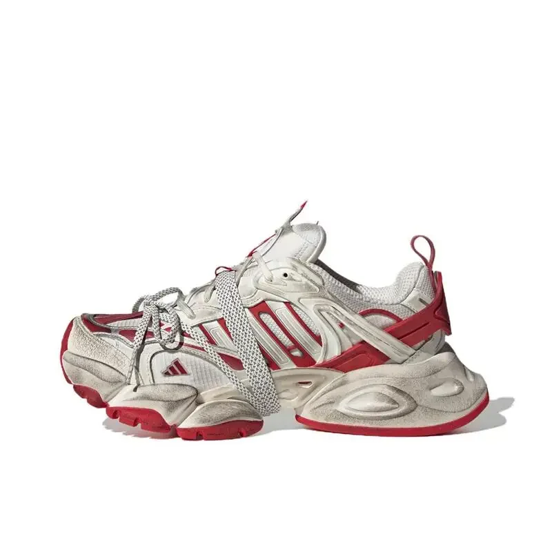 Adidas XLG Runner Deluxe Men's and Women's Beige Red Round Head Light Sport Light Mecha Shoes Heighting Running Shoes