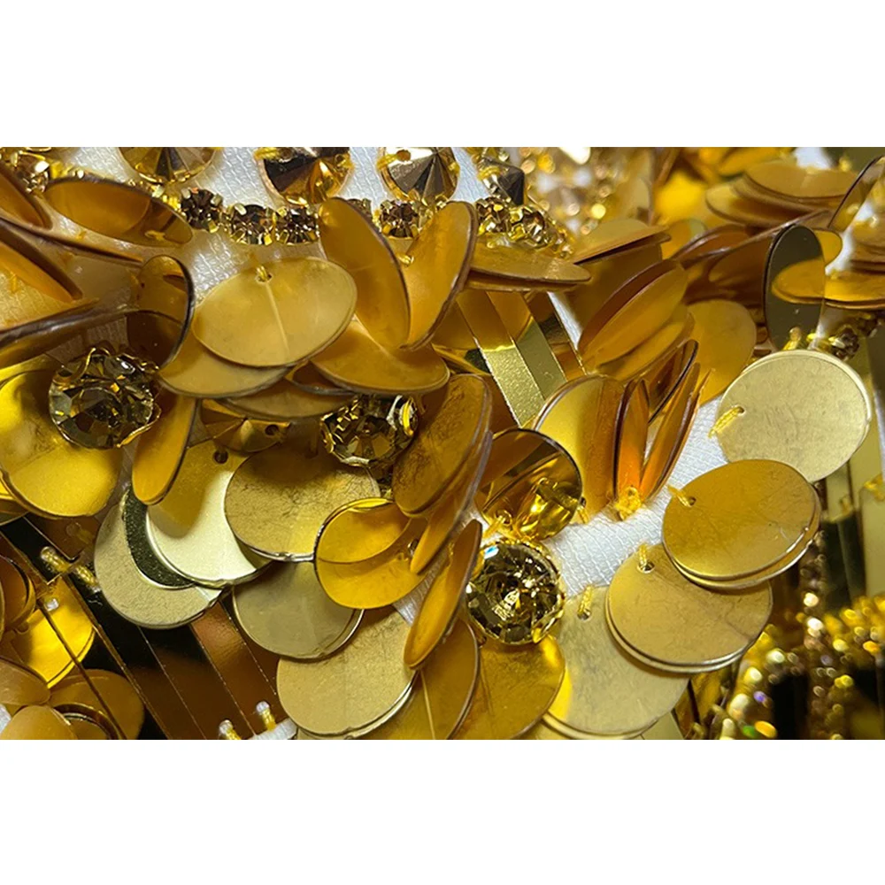 Estate Super lusso fatto a mano con paillettes senza maniche Vintage design donna Retro Bling Straight Tank Dress splendida signora per la festa