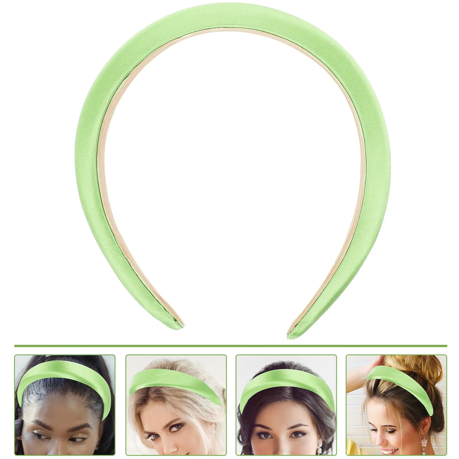 

Wide Satin Headband for Women Nonslip Plain Padded Hair Band Comfortable All-Day Wear Daily Use Fashion Hair Accessory