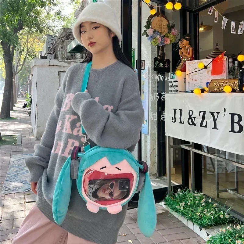 @**Hatsune Miku Anime Cos Crossbody Bag Plush Backpack Kindergarten Plush Cartoon Backpack Itabag Couple Festival Gift view 4