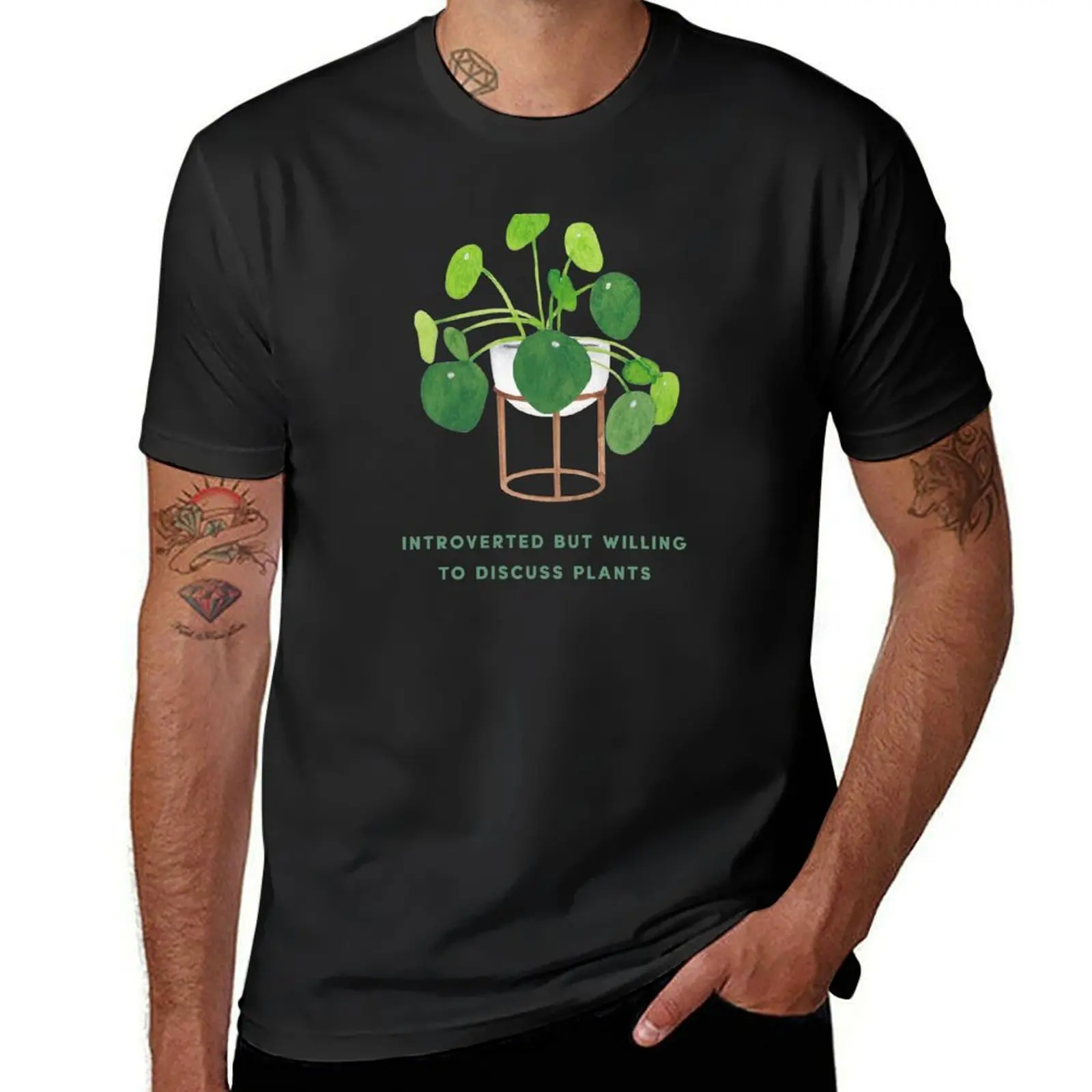 

Pilea Peperomioide - Introverted but willing to discuss plants T-Shirt customizeds plain vintage oversized Short sleeve tee men