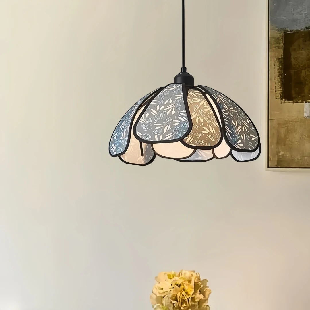 modern Vintage Floral Scalloped Pendant Light for Kitchen Island Dining Room Bedroom Romantic Cottagecore Home Interior Decor