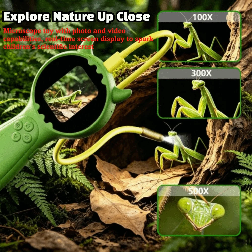 1080p HD Probe Endoscope Camera 2 Inch IPS Screen Portable Nature Exploration Camera HD 500x Zoom Exploration Endoscope
