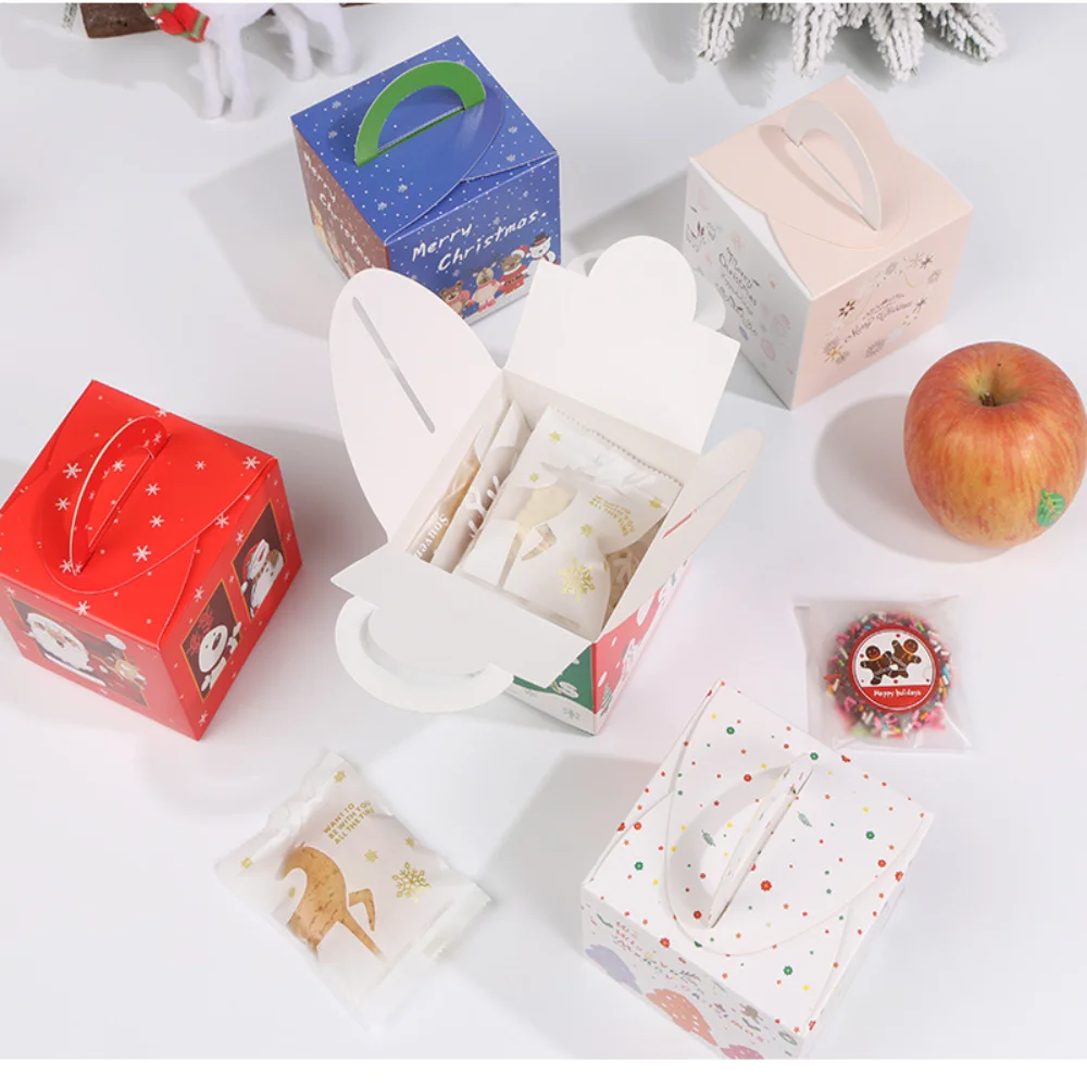 Christmas Paper Gift Box Bags Christmas Decorations for Home Natal Cookie Candy Chocolate Bag New Year Packaging Supplies