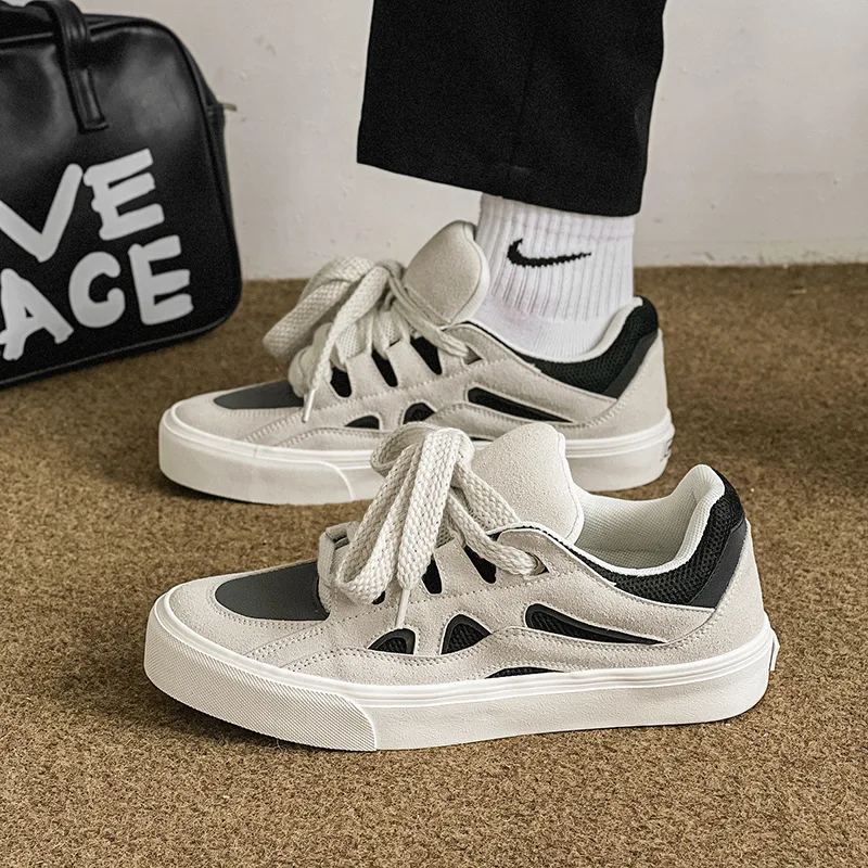 Men Blue Platform Men\'s Skateboarding Shoes Fashion Reflective Skateboard Sneakers Non-slip Streetwear Casual Sports Shoes