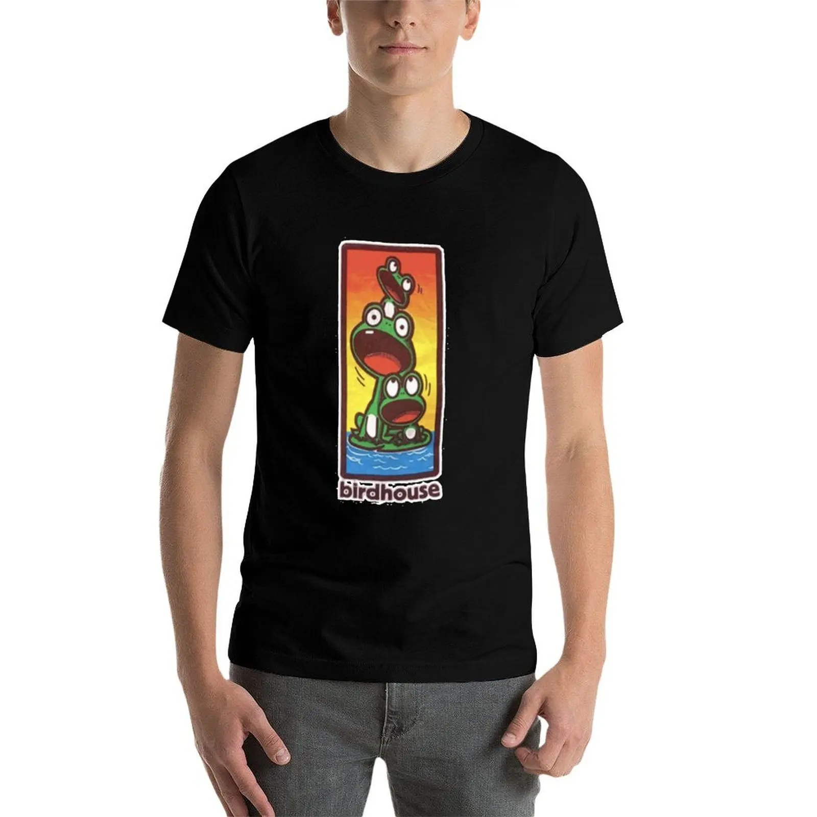 Vintage Birdhouse Tony Hawk Bird House Hook Ups Skate Brand Cartoon Hookups Hook Ups Cute Frogs Anim T-Shirt - view 4