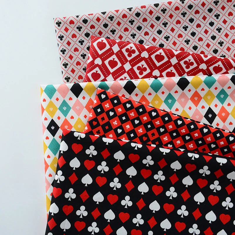 New listing Ins Poker Element Cotton Digital Printing Fabric For Sewing Handmade DIY Clothing Tablecloth Home Furniture Decor Te view 2