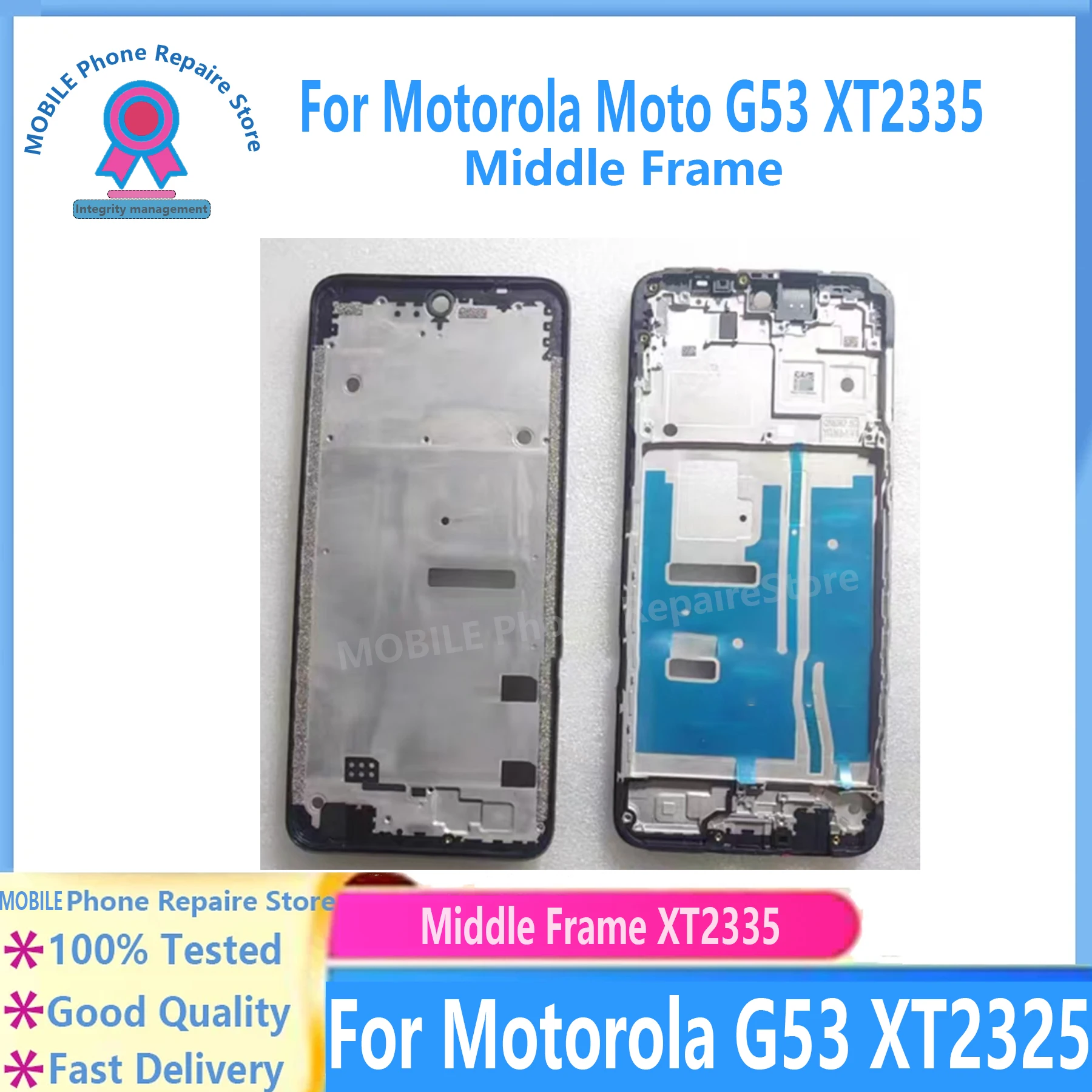 

Оригинальная задняя крышка для Motorola Moto G53 XT2335, сменная задняя крышка батарейного отсека для Moto G53, средняя рамка, дверца корпуса, задняя дверь