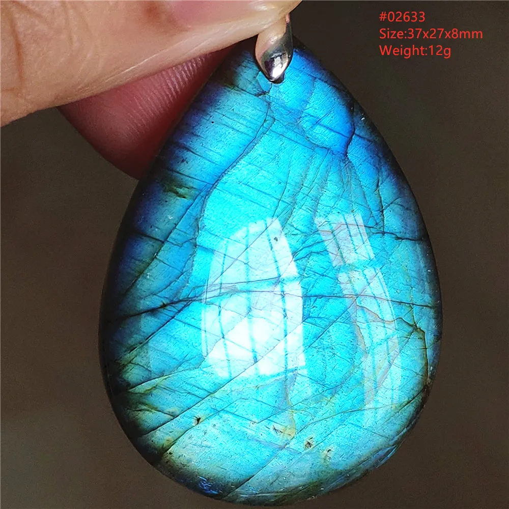 Natural Blue Light Labradorite Pendant Jewelry Water Drop Crystal Flash Labradorite Bead Necklace Women Men AAAAAA