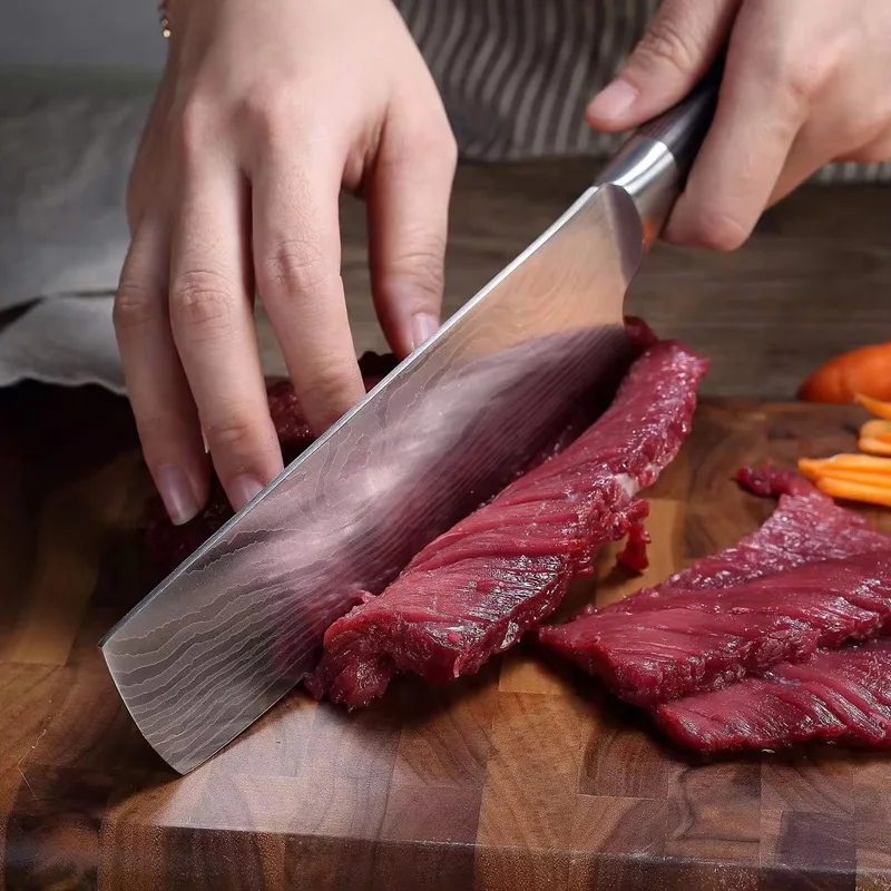 Small Vegetable Knife Damascus Laser Pattern Chef's Knife Kitchen Vegetable Multi-Purpose Meat Cleaver Gift