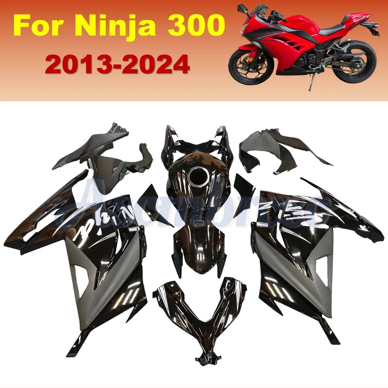 Fairing Kit For Ninja300 2013-2024 2024 2015 2016 2017 Motocycle New Plastic fairings glossy black +tank cover EX300