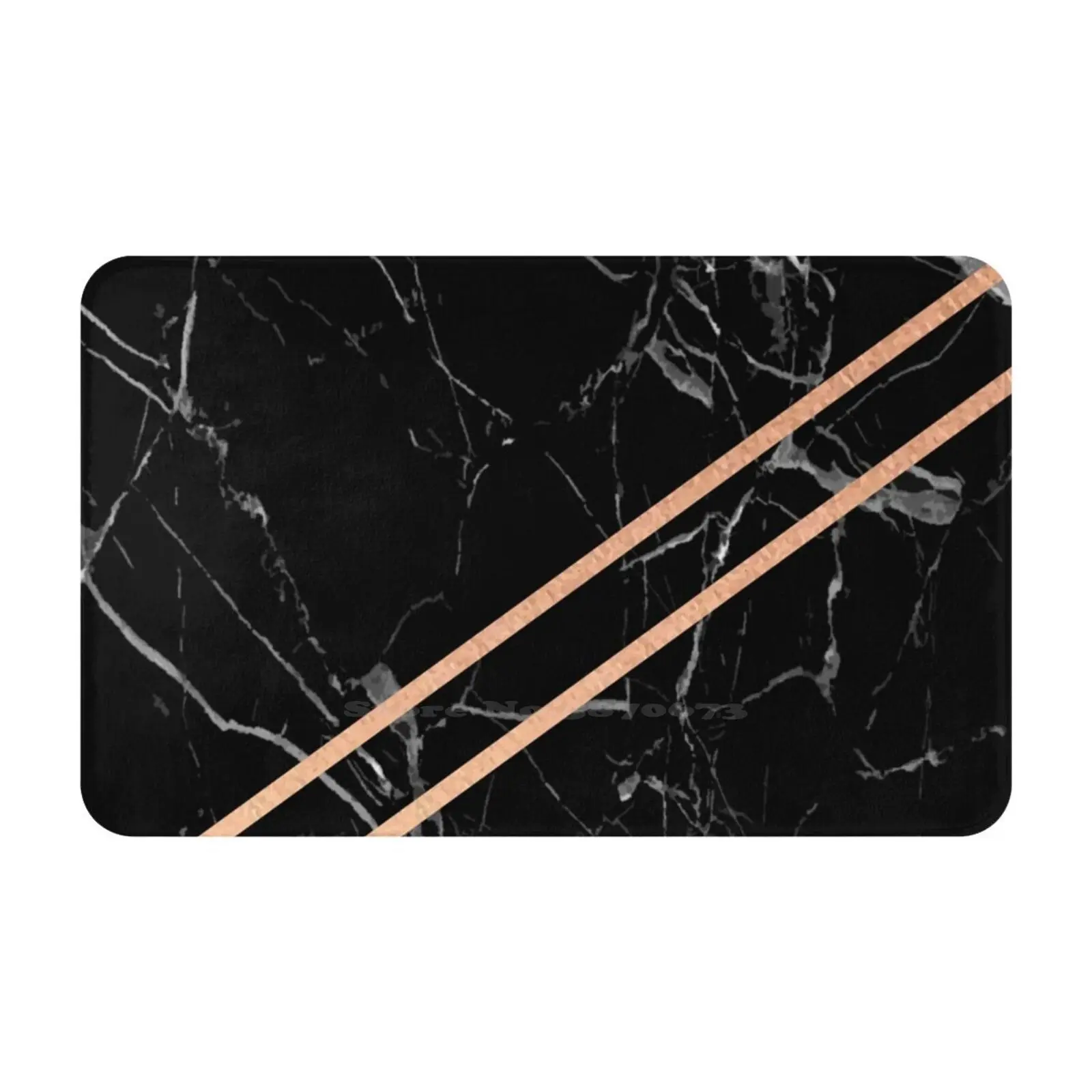 Black Marble & Rose Gold 3D Soft Non-Slip Mat Rug Carpet Foot Pad Rose Gold Black Marble Streaks Tumblr