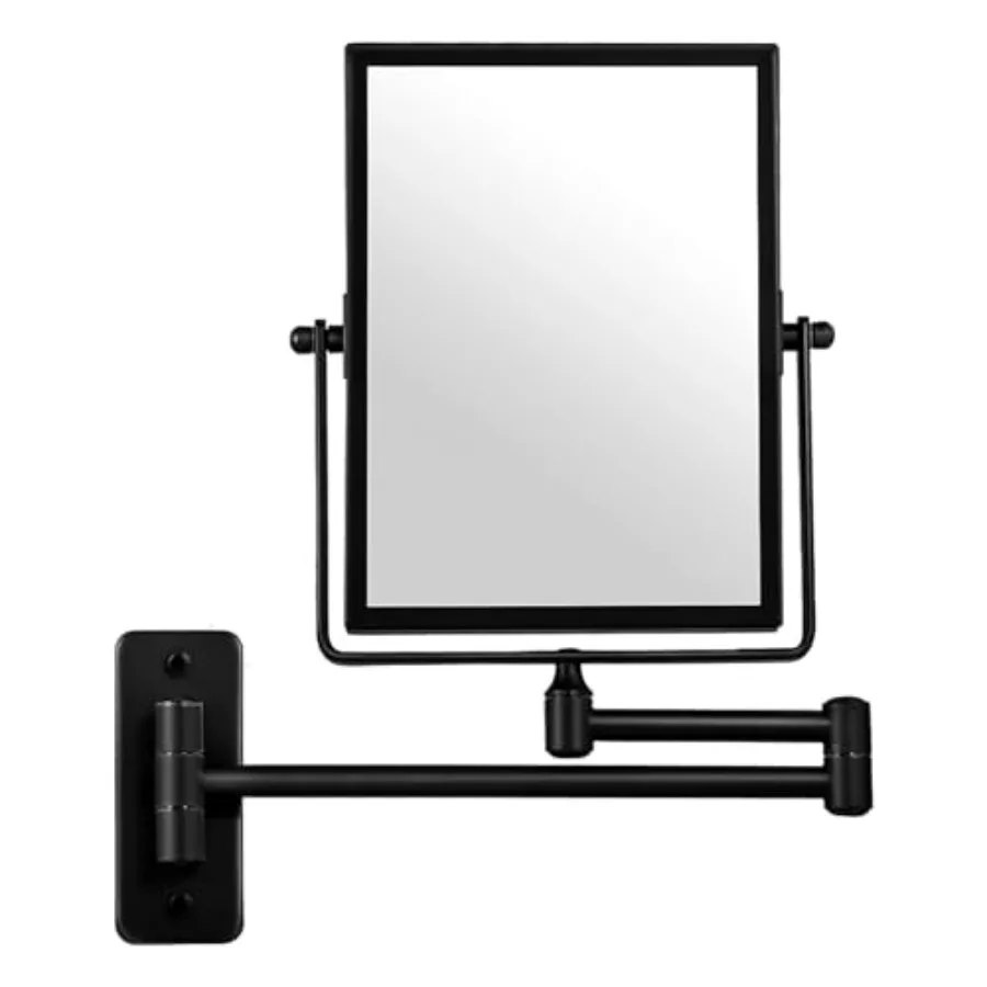 

3X Magnified Wall Mounted Rectangular Mirror 8x6 Inch with Extendable Arm for Bathroom Vanity Use Double-Sided Swivel Design Id