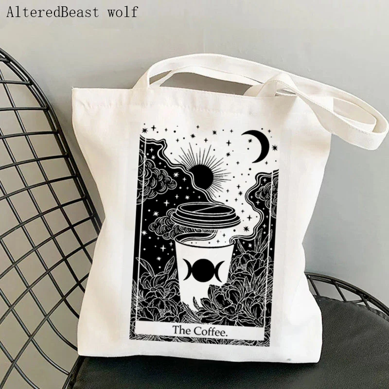 Women Shopper bag magic the Margarita Tarot card witchy Bag Harajuku Shopping Canvas Shopper Bag girl handbag Shoulder Lady Bag