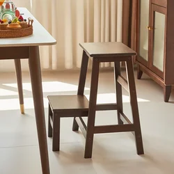 Solid Wood 2 Step Foldable Ladder Chair Dining Room Desk Home Ladder Stools for Kitchen Bar High Bench Multifunctional Furniture