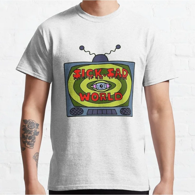 

Retro Sick sad world tv shows Gift t shirt 90s Nostalgia cartoon Graphic Clothes 1201 Large size Tops 100% cotton print tee