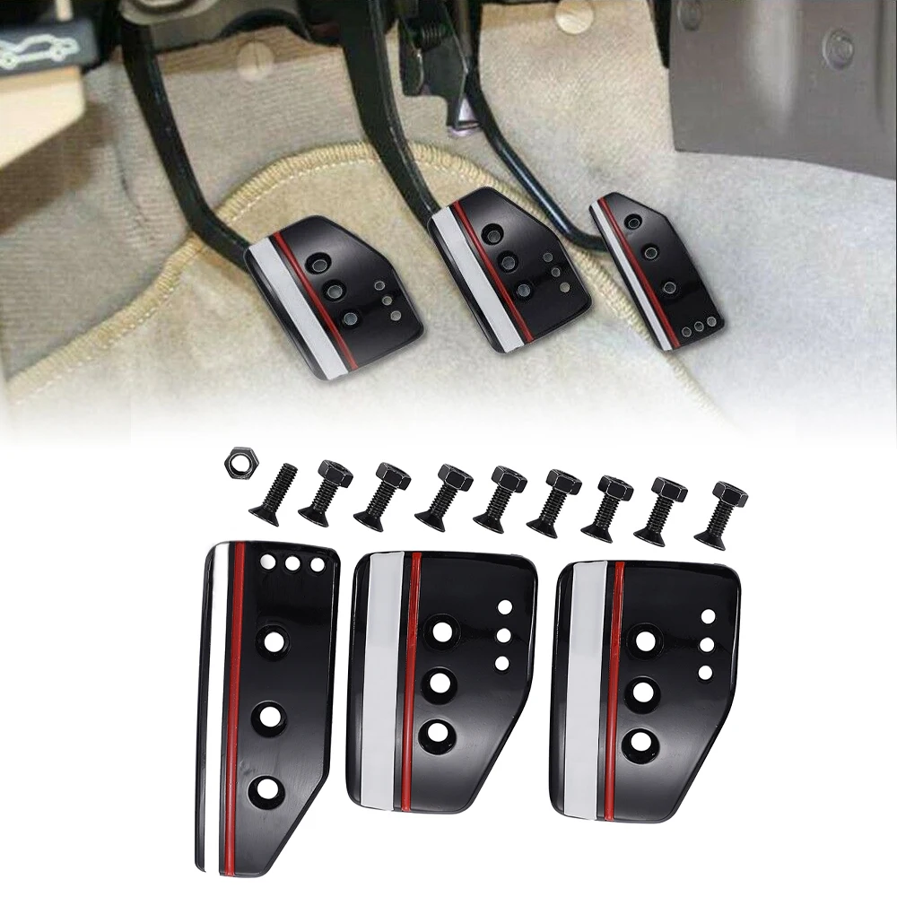 3pcs Manual Car Clutch Brake Accelerator Foot Pedals Cover Treadle Pedal Pads For Most Vehicle Not Universal