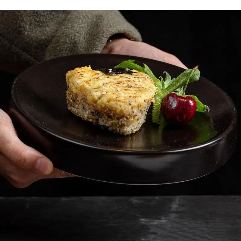 Ceramic Dinner Plate Restaurant Circular Steak Dessert Snack Plates Sushi Pasta Solid Color Tableware