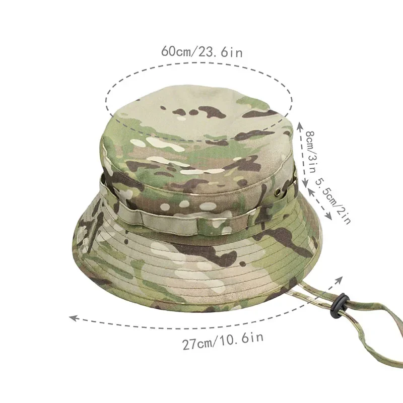 Tactical Boonie Hats Hunting Sun Fishing Hat Outdoor Camouflage Bobble Cap Hiking Fisherman Sniper Ghillie Bucket Hats