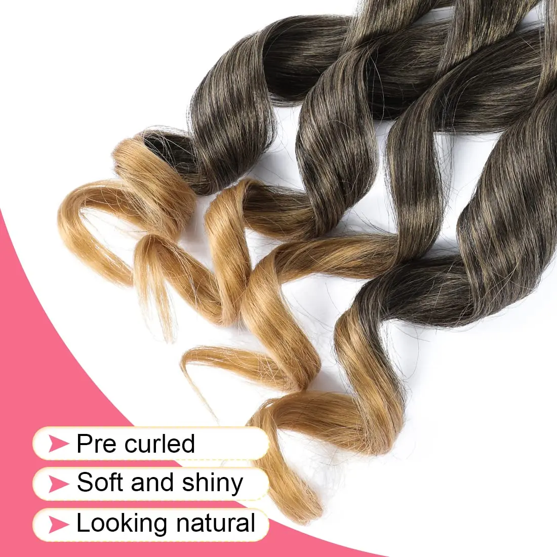 French Curl rambut kepang 24 inci rambut kepang goyang, 6 pak rambut keriting Perancis ekstensi rambut sintetis rambut kepang keriting Prancis