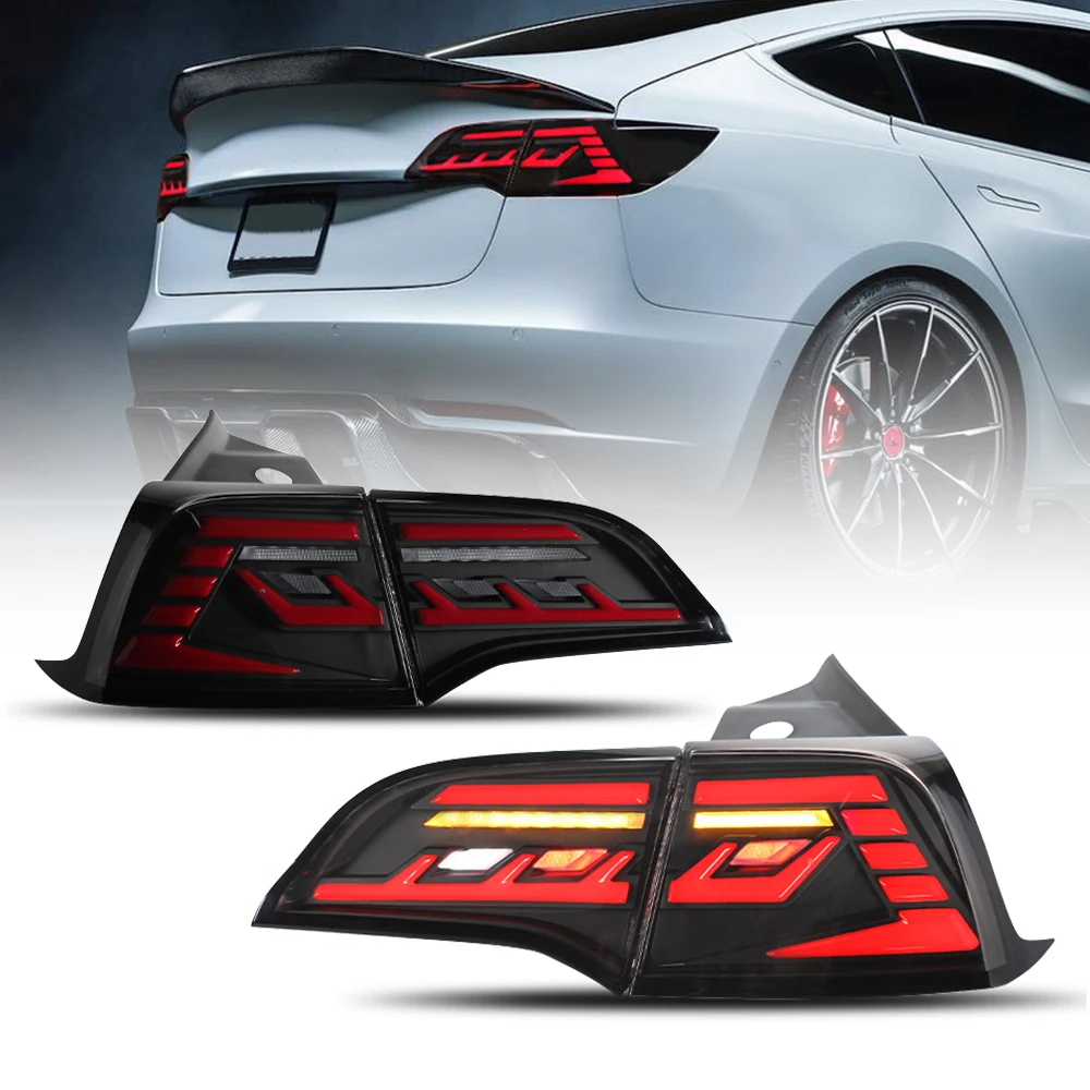 Taillights For Tesla Model 3 Model Y 2018 - 2021 Full Led Tail lights Start Up Animation Rear Lamp  Car Assemblys