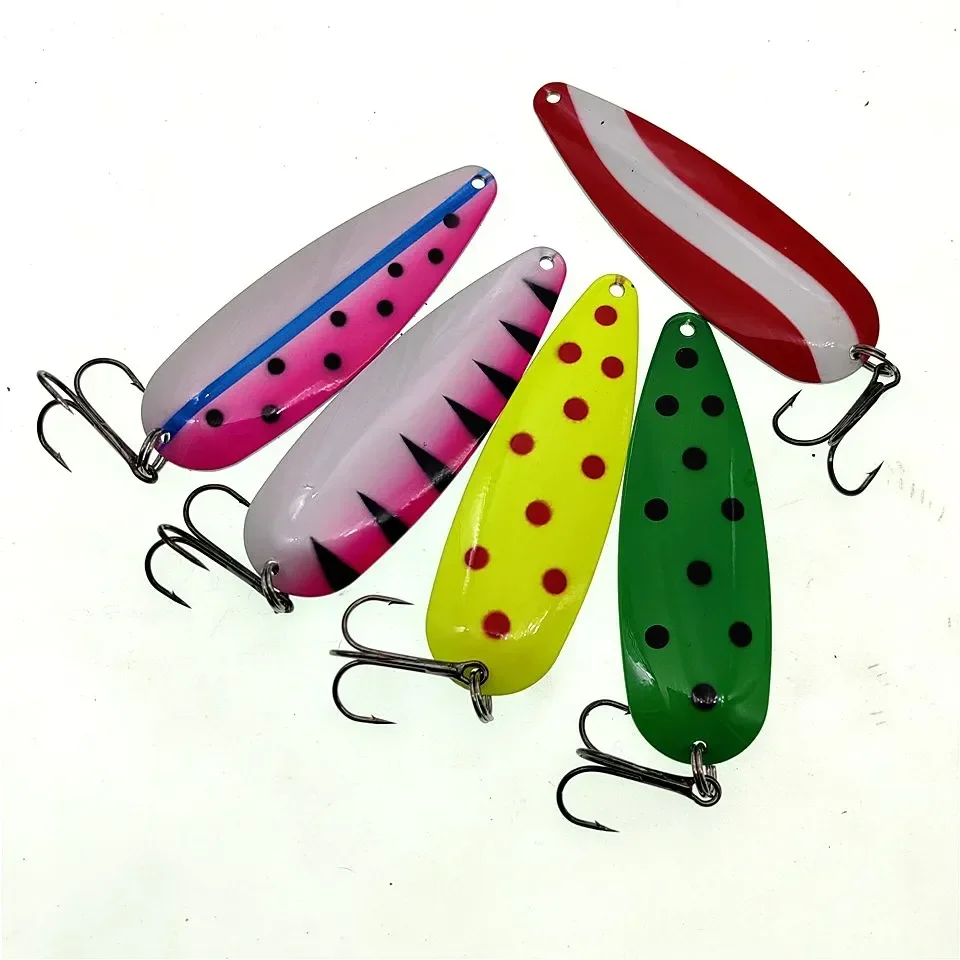 MUKUN 19g 27g Angeln Locken Künstliche Metall Löffel Köder Mix Farbe Spinner Löffel Trolling Köder Für Forelle Bass