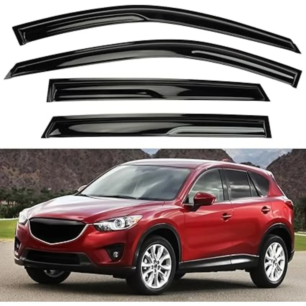 Car Side Window Vent Visor Window Deflectors Black Tape-on Window Visor Accessories for Mazda CX-5 2017-2024