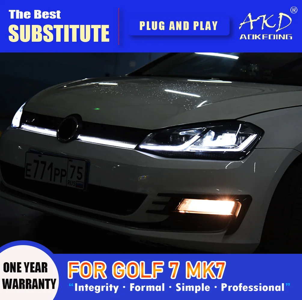 AKD Head Lamp for VW Golf 7 LED Headlight 2013-2017 Headlights MK7 Golf7 DRL Turn Signal High Beam Angel Eye Projector Lens