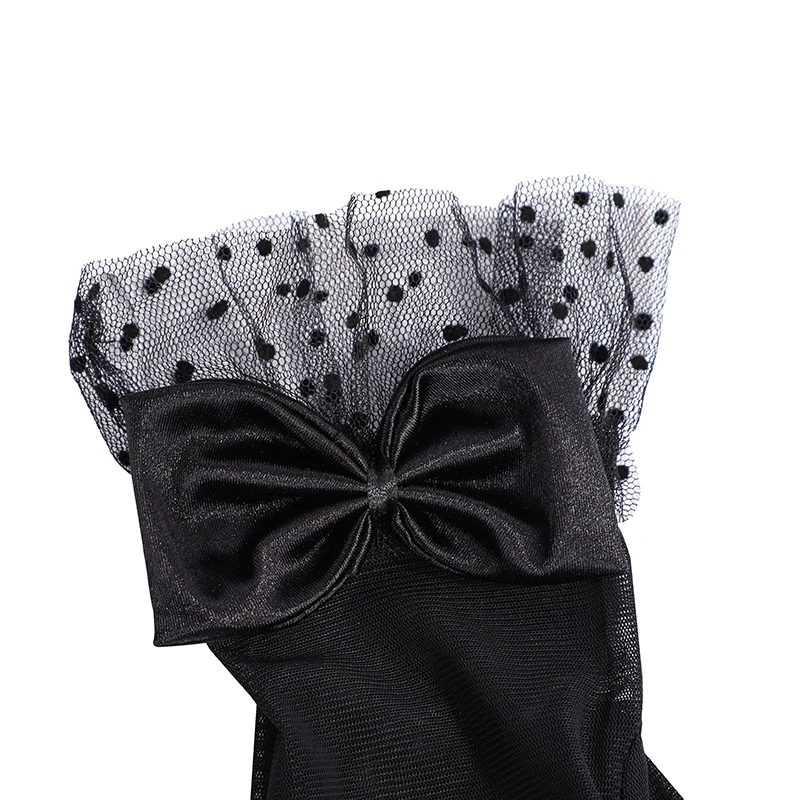 Women's Summer Thin Short Mesh Elastic Etiquette Dress Gloves Elegant Bow Lace Bow UV Sunscreen Cycling Driving Mittens