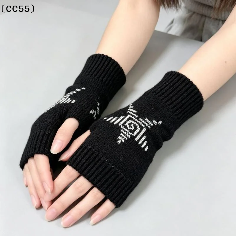 New Spiral Pentagram Knitted Gloves For Half Finger Fingerless Gloves Warm Winter Wool Gloves Outdoor〔CC55〕