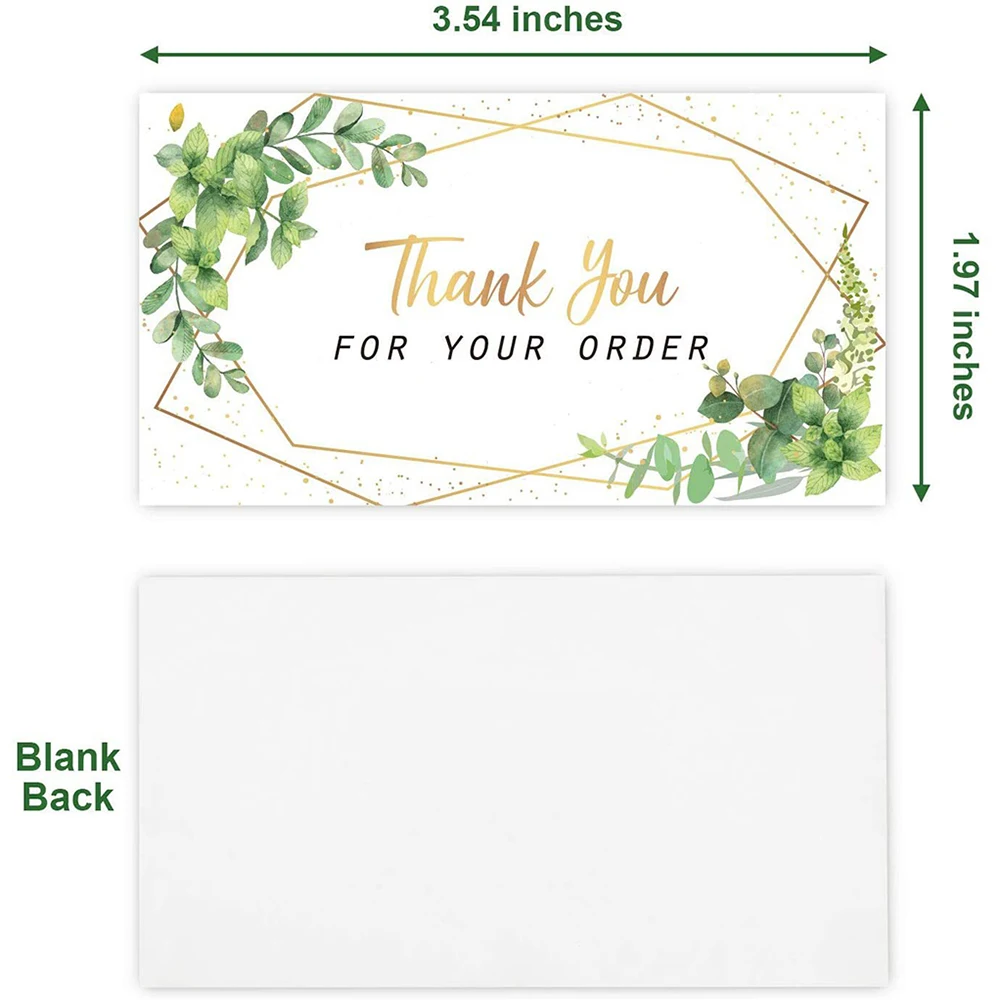 50pcs Green Leaves Thank You For Your Order Cards Greeting Appreciation Cards For Small Business Gift Package Wedding Decor Card