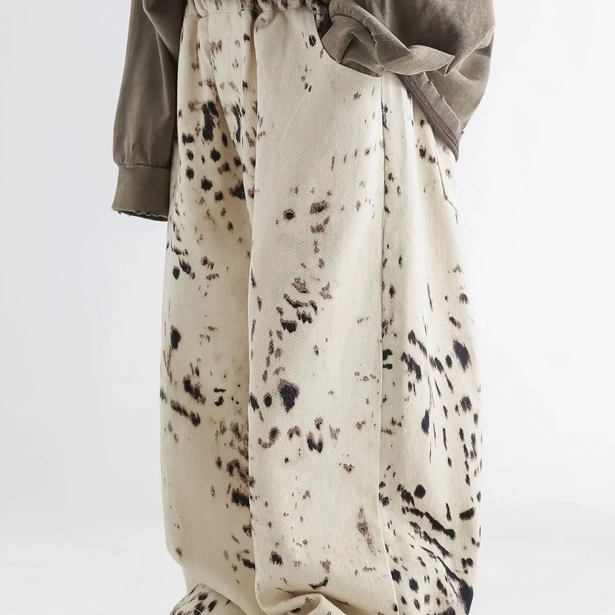 2025 stile coreano 2-8Y ragazzi jeans primavera autunno bambini albicocca stampa leopardo pantaloni casual a gamba larga bambini pantaloni versatili