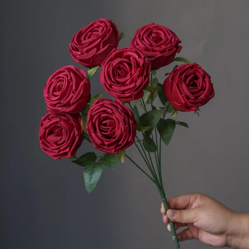 1PC High-End 7-kopf Lmperial Konkubine Rose Simulation Langsam Hochzeit Halle Dekoration Gefälschte Blume Wohnzimmer dekoration – Detail 5