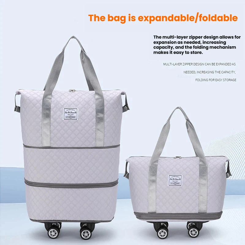 High-capacity dual-expansion swivel wheel travel bag, lightweight luggage bag, check-in/carry-on luggage bag, removable wheels,