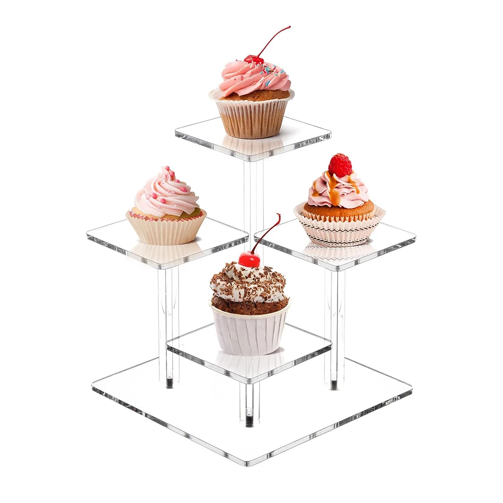 

4 Tier Acrylic Clear Display Stand Storage Organizer Removable Square Rack Toys Holder Perfume Makeup Jewelry Organizing