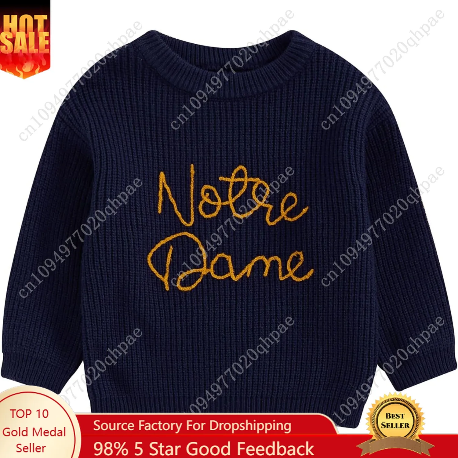Chloefairy Unissex Criança Notre Dame Suéter de Futebol Rugby Cabo Malha Moletom Malhas Outono Pulôver Top