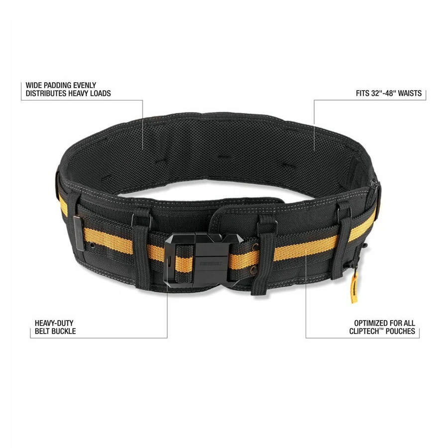 TOUGHBUILT Padded Belt with Heavy Duty Clip Buckle and Back Support Construction Work Belts TB-CT-41P