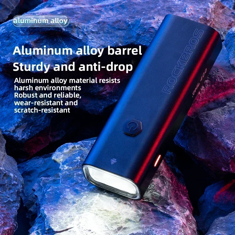 ROCKBROS الدراجة الخفيفة 200/400/600/800/1000/1500LM نوع-C شحن دراجة الجبهة مصباح الدراجات العلوي الألومنيوم IPX6 مقاوم للماء