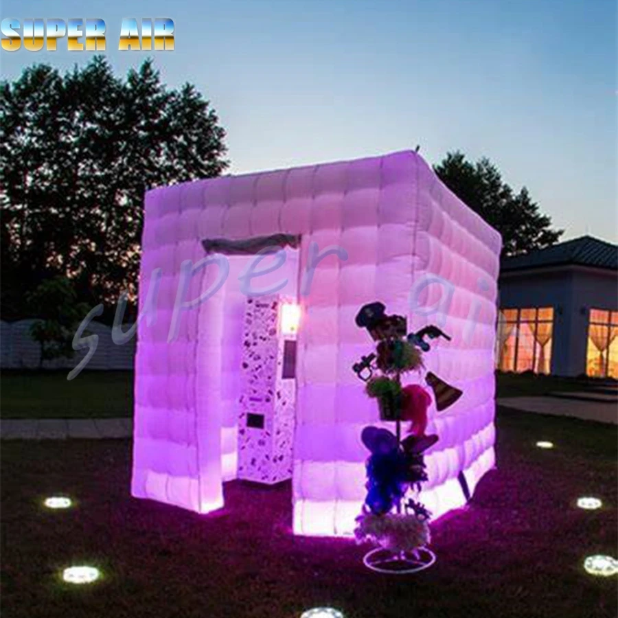 Square nice quality  inflatable photo booth with LED light  for trade show