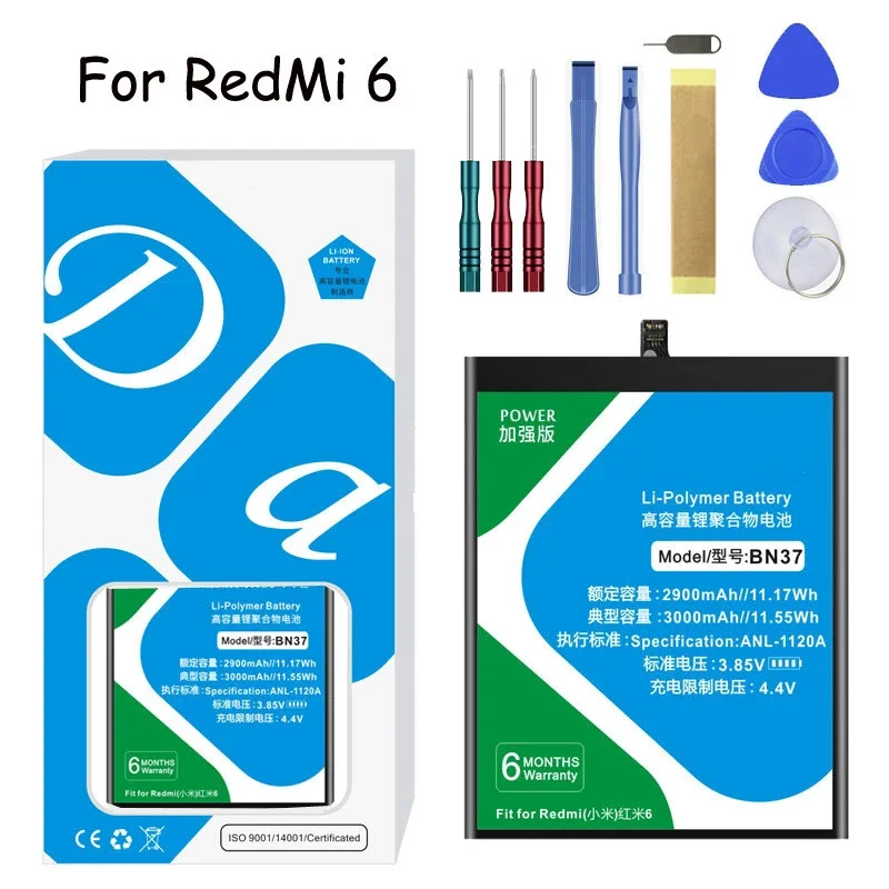 

XDOU Battery BN37 For Xiaomi Mi Redmi6 Redmi6A Redmi Redrice 6 6A Redrice6 Genuine Phone Bateria 3000mAh + Tools Kits