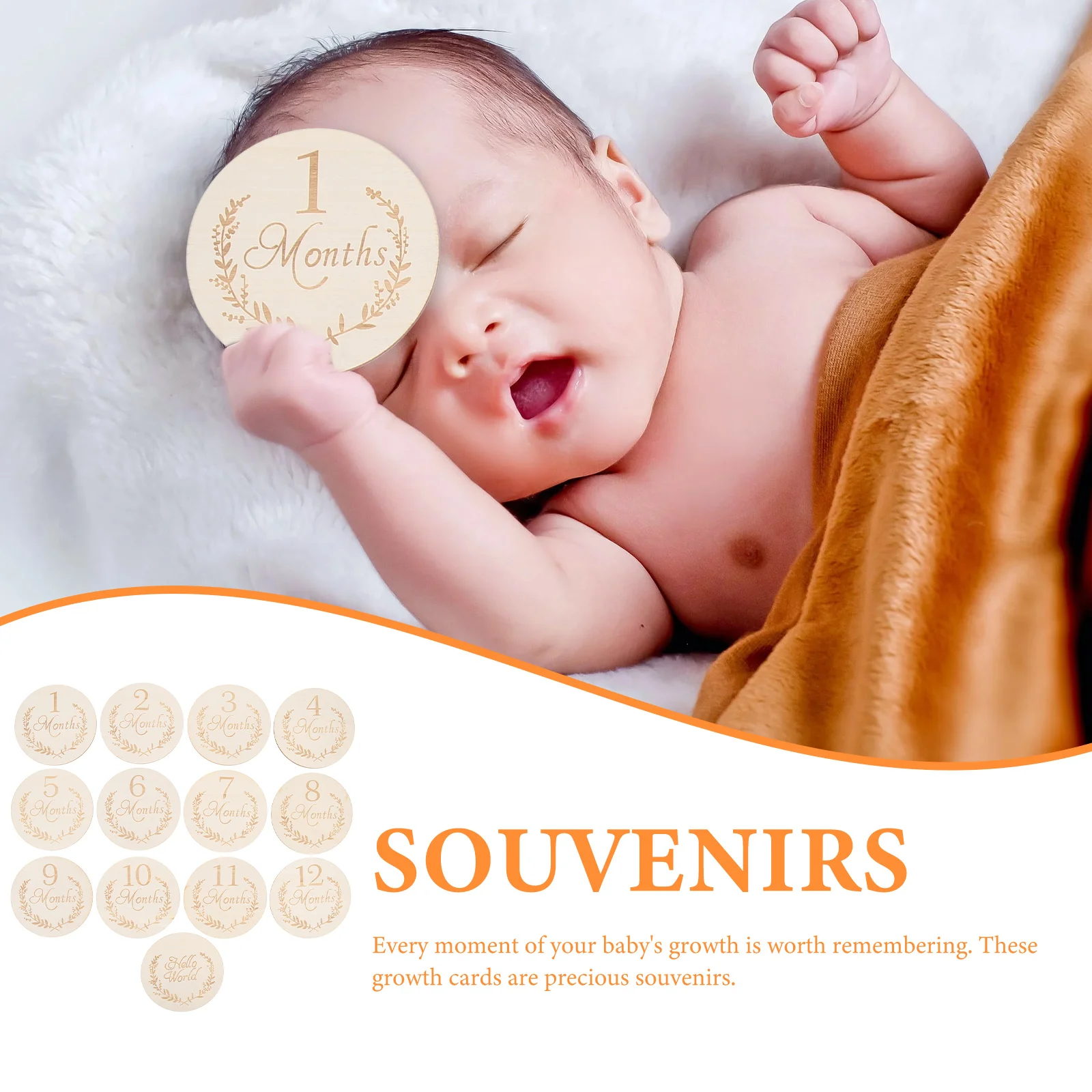 

13pcs Wooden Slices Infant Growth Cards Lightweight Reusable Photography Props Party Supplies DIY Home Decor Gifts