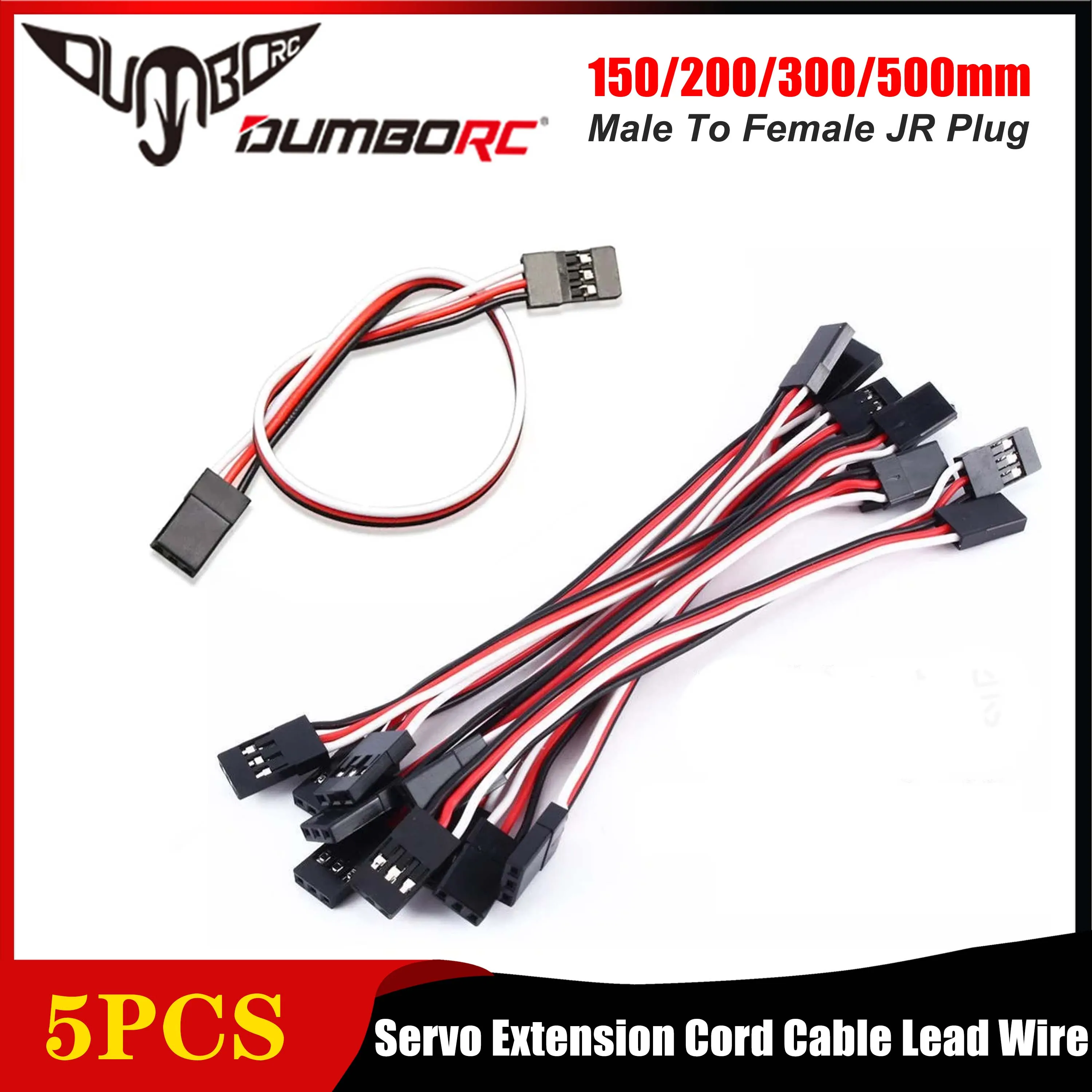 5PCS Servo Extension Cord Cable 150/200/300/500mm Wire Male To Female JR Plug for RC Aircraft Quadcopter Car Truck Servos Parts