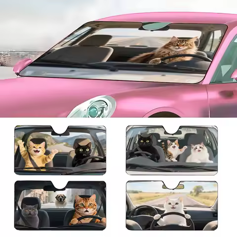 Funny Drive Cat Realistic Cool Car SunShade Parasol Car Windshield Sun Shade UV Protection and Interior Cooler